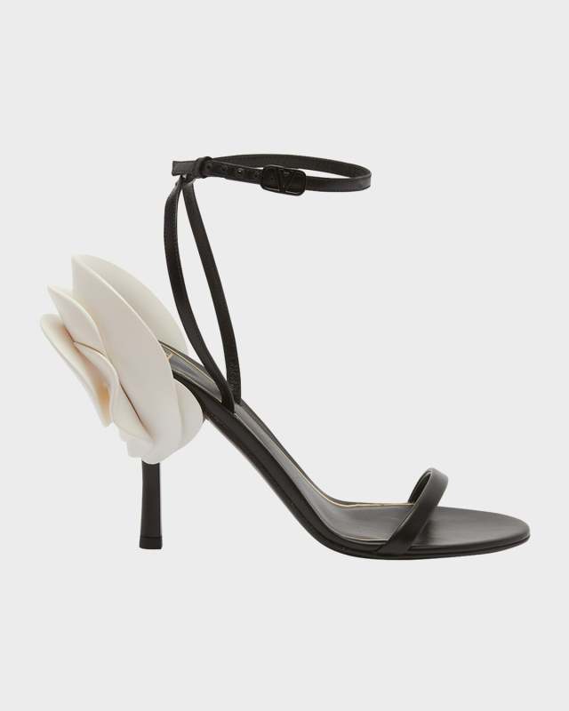 Rose Leather Ankle-Strap Sandals